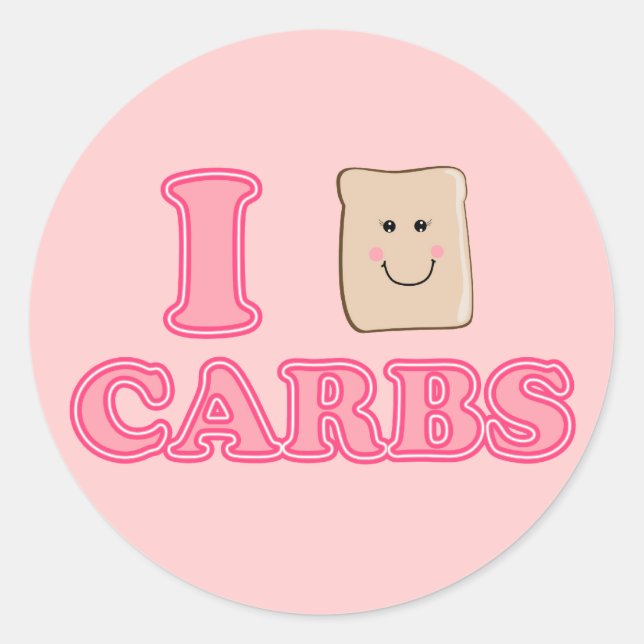 I love Carbs Classic Round Sticker (Front)