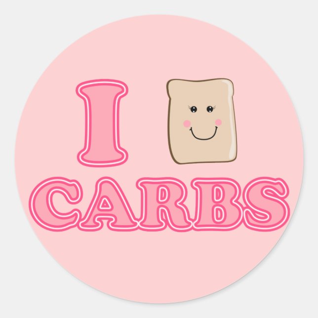 I love Carbs Classic Round Sticker (Front)