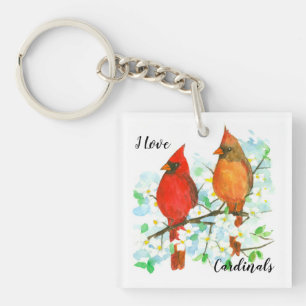 I Love Cardinals North Carolina State Bird Key Ring