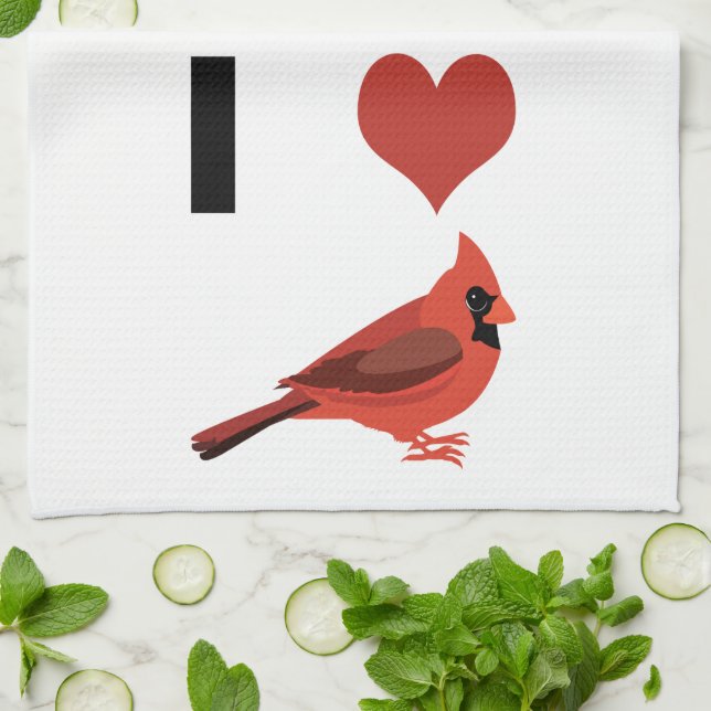 I love Cardinals Tea Towel (Folded)