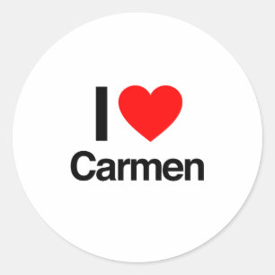 i love carmen classic round sticker