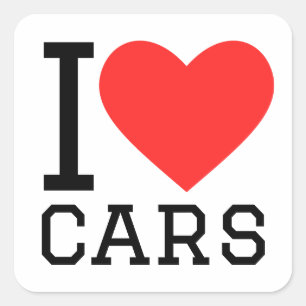 I love cars square sticker