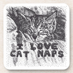 I Love Cat Naps, cat sleeping Coaster