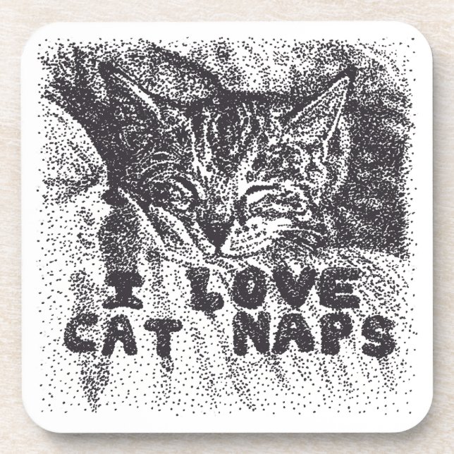 I Love Cat Naps, cat sleeping Coaster (Front)