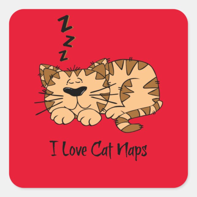 I Love Cat Naps, Square Sticker (Front)