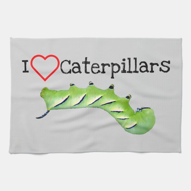 I Love Caterpillars Laurel Sphinx Kitchen Towel (Horizontal)