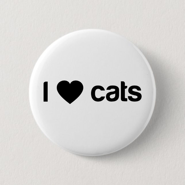 I Love Cats 6 Cm Round Badge (Front)