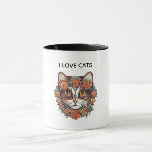 I LOVE CATS AMAZING ART   CATS LOVERS DESIGN  MUG