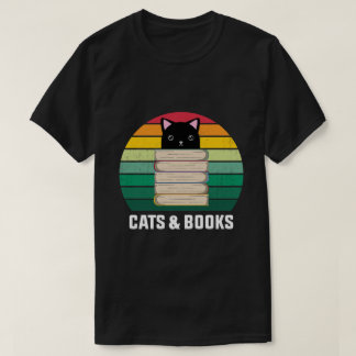 i love cats and books funny cats and books lovers T-Shirt