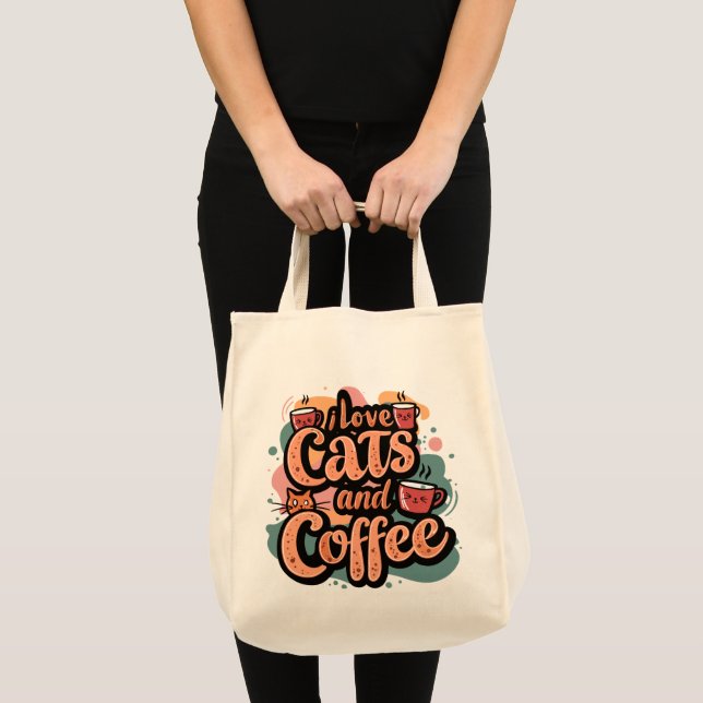 I Love Cats and Coffee Tote Bag (Front (Product))
