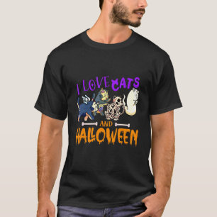 I Love Cats And Halloween Cat Halloween Ghost Ap T-Shirt