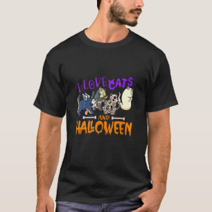 I Love Cats And Halloween Cat  Halloween Ghost App T-Shirt