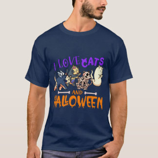I Love Cats And Halloween Halloween Apparel family T-Shirt