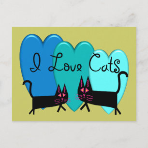 I love cats--Black Cat Art gifts Postcard