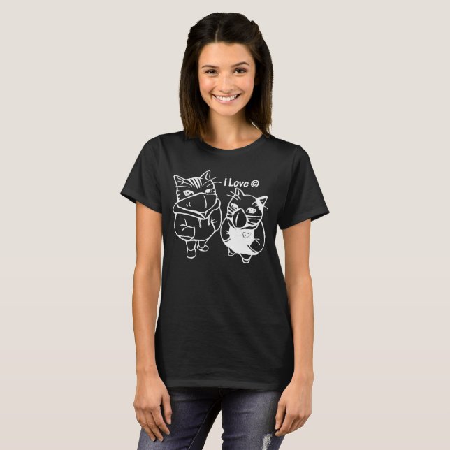 I love cats Bonnie and Clyde funny cat tshirt (Front Full)