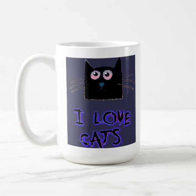 " I LOVE CAT'S " CARD COFFEE MUG (Left)