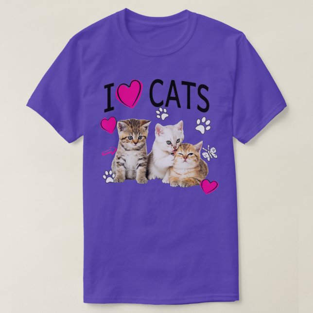 I Love Cats   Cat lover  - I love Kittens  T-Shirt (Design Front)