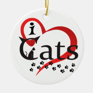 I love cats ceramic ornament
