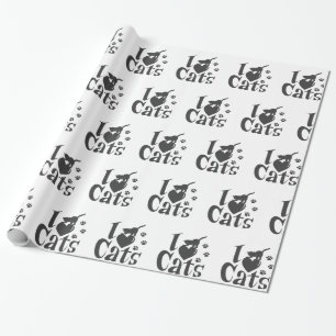 I love cats - Choose background colour Wrapping Paper