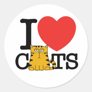 I Love Cats Classic Round Sticker