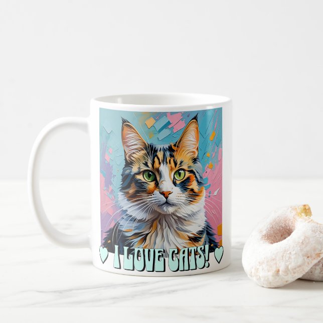 I Love Cats! Coffee Mug (With Donut)