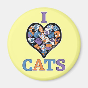 I Love Cats - Collage Heart Magnet