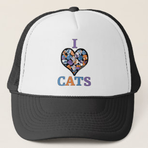 I Love Cats - Collage Heart Trucker Hat