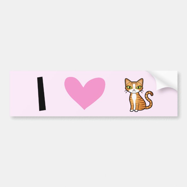 I Love Cats (design your own cartoon cat) Bumper Sticker (Front)