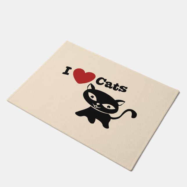 I love cats doormat (Angled)