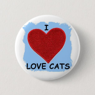 I LOVE CATS ......HEART PATCH 6 CM ROUND BADGE