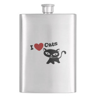 I love cats hip flask