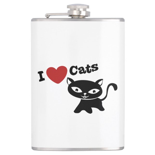 I love cats hip flask (Front)