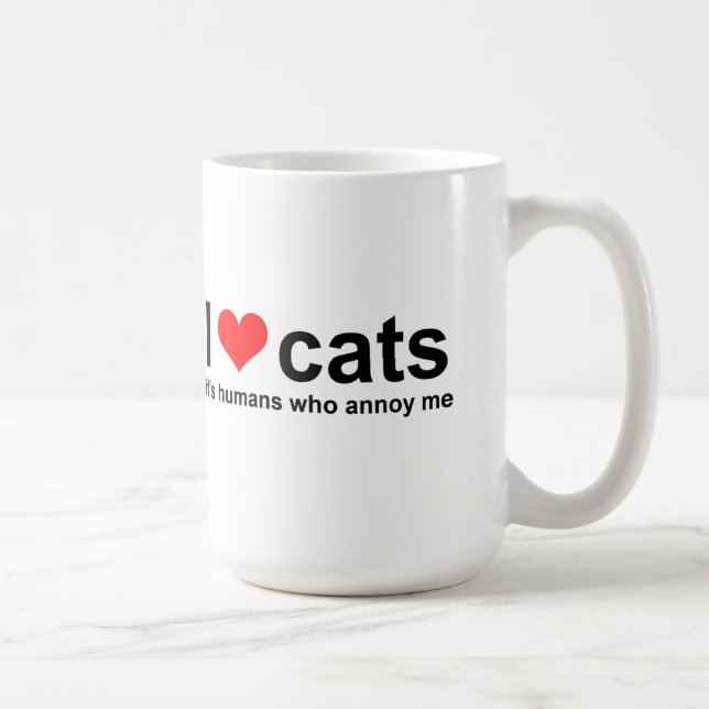 I love cats, it's humans who annoy me Mug (Right)