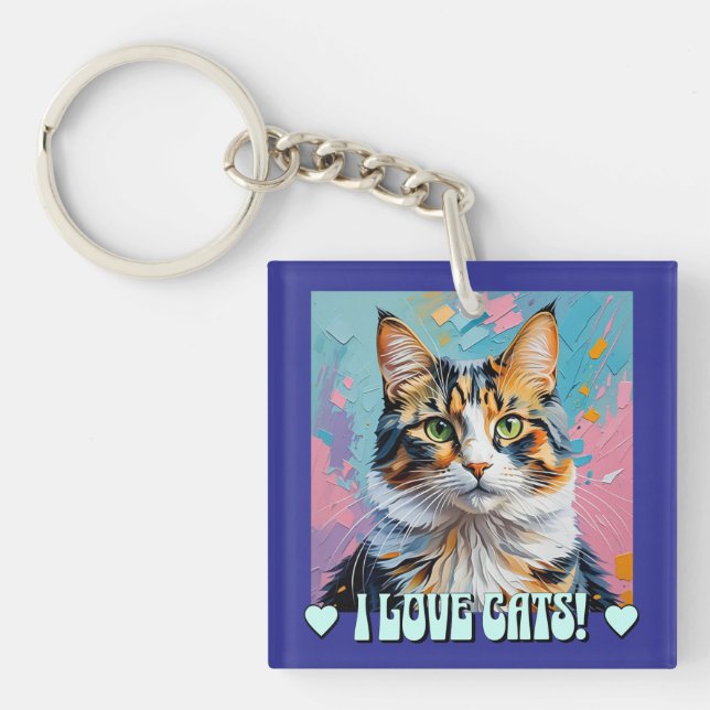 I Love Cats! Key Ring (Front)