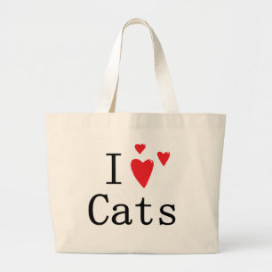I Love Cats Large Tote Bag