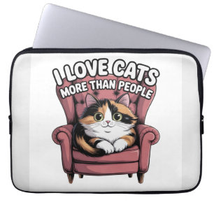 I Love Cats More Than People Laptop Sleeve
