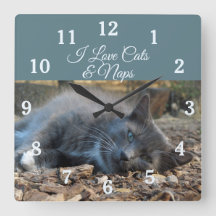 I Love Cats & Naps Wall Clock