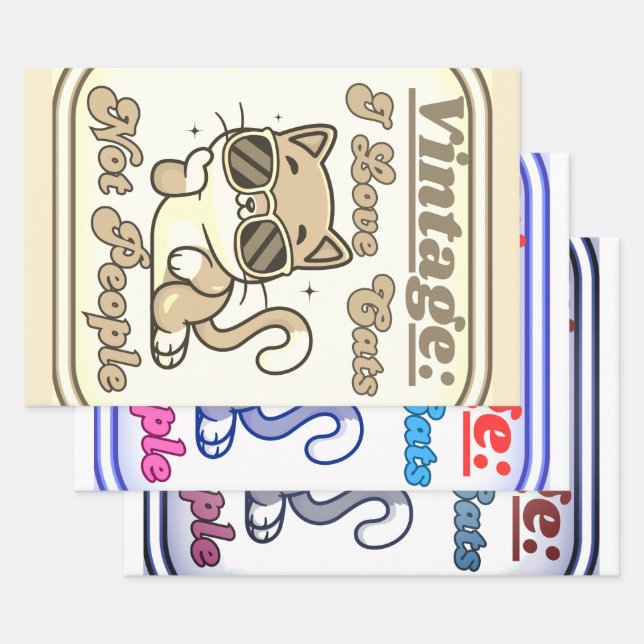 I Love Cats,Not People  Wrapping Paper Sheet (Set)