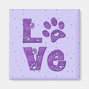 I love cats - purple magnet