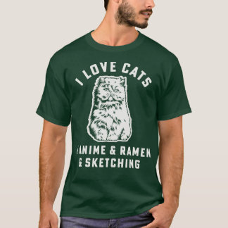 I Love Cats Ramen Sketching Cat Mum Girl T-Shirt