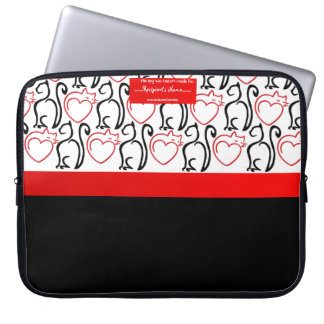 I Love Cats! (Red+Black Outlines) Personalised Laptop Sleeve