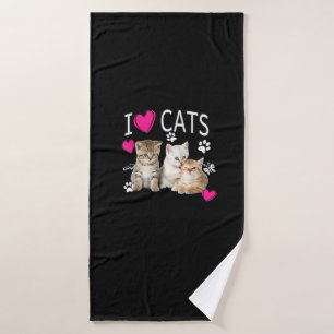 I Love Cats Shirt _ Cat lover - I love Kittens Gif Bath Towel