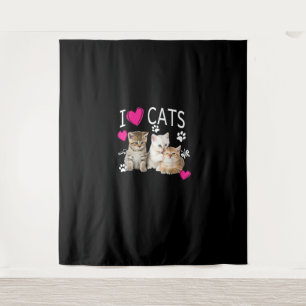 I Love Cats Shirt _ Cat lover - I love Kittens Gif Tapestry