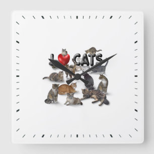 I love Cats Square Wall Clock