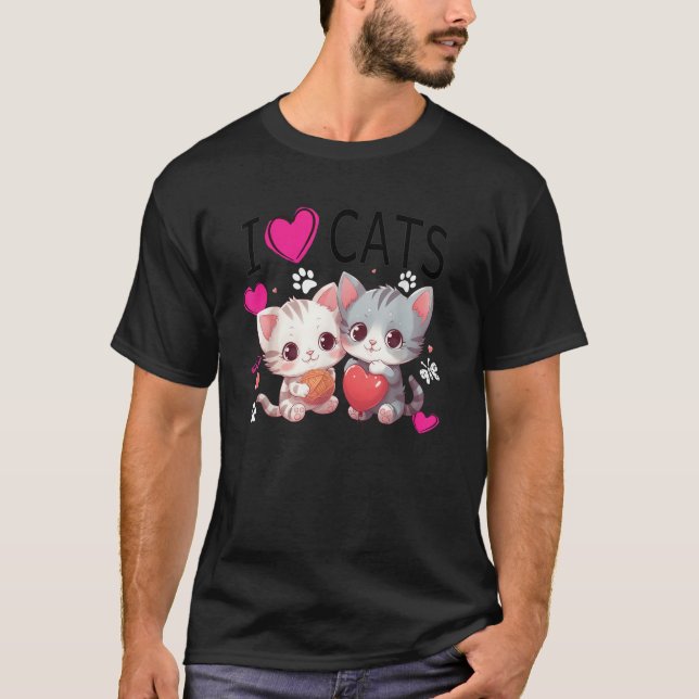 I love cats Tees Just a girl who loves Cats Gifts  (Front)