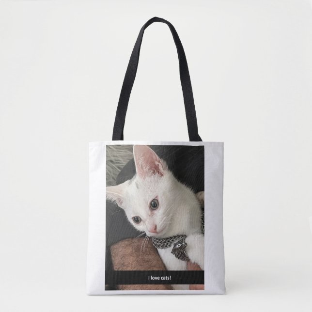 I Love Cats Tote Bag. I Hate People Cat Tote Bag. (Front)