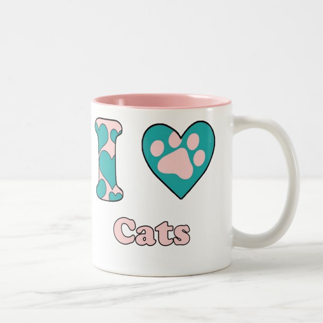 I love cats Two-Tone coffee mug (Right)