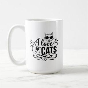 I Love Cats Typography Modern Minimalist Pet Lover Coffee Mug