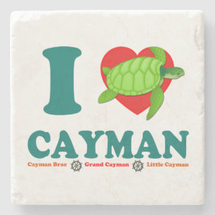 I Love Cayman Caribbean Style Souvenir Stone Coaster