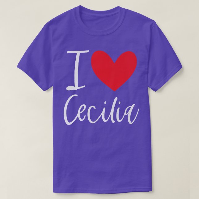 I Love Cecilia Name Personalized Girl Woman Bff Fr T-Shirt (Design Front)